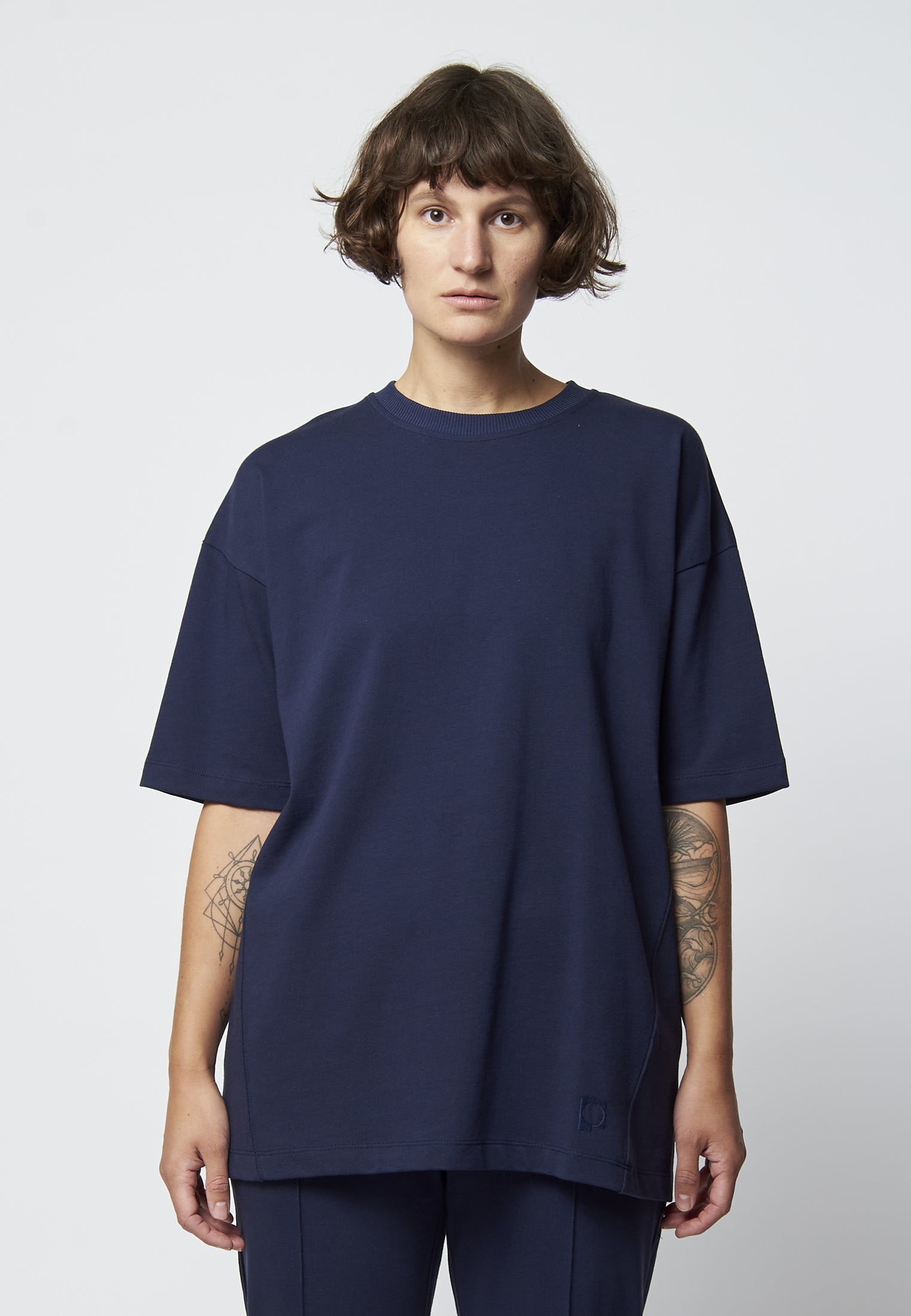 Navy Blaues Männer T-Shirt Frauen – Bio Baumwolle aus AFORA und WORLD Oversized 100